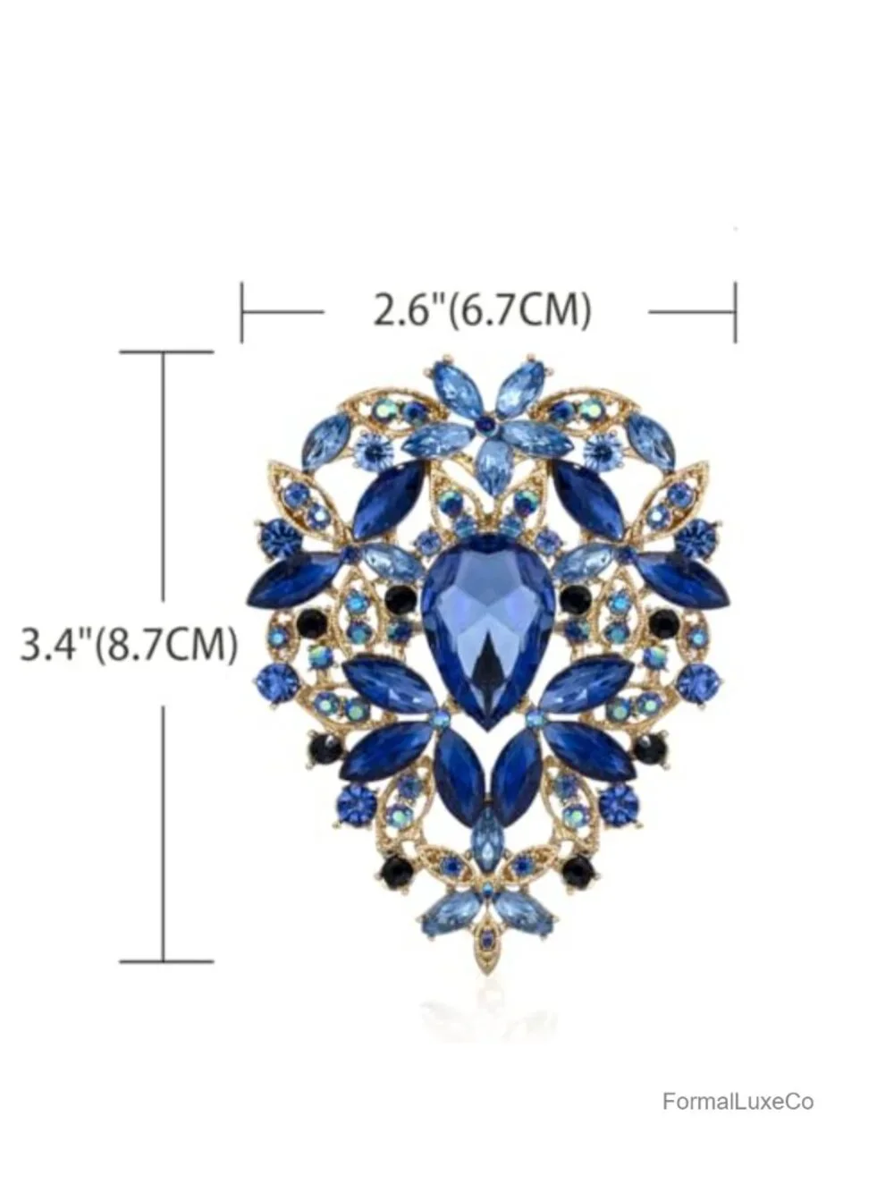 Vintage Leaf Shape Brooch Pin Women Crystal Rhinestone